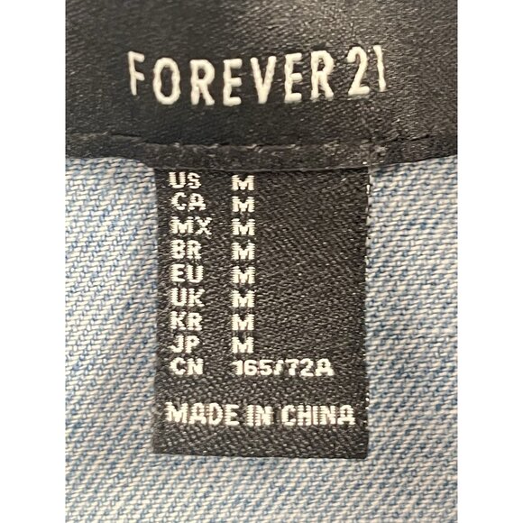 Forever 21 Long Sleeve Denim Romper Jumpsuit Sz Medium - Picture 3 of 4